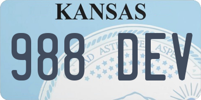 KS license plate 988DEV