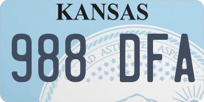 KS license plate 988DFA