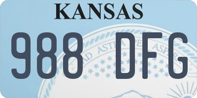 KS license plate 988DFG
