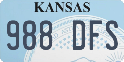 KS license plate 988DFS