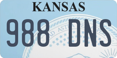 KS license plate 988DNS