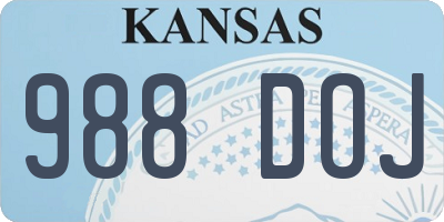 KS license plate 988DOJ