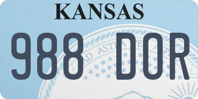 KS license plate 988DOR
