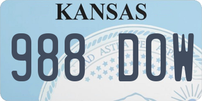 KS license plate 988DOW