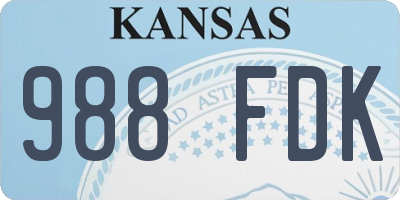 KS license plate 988FDK