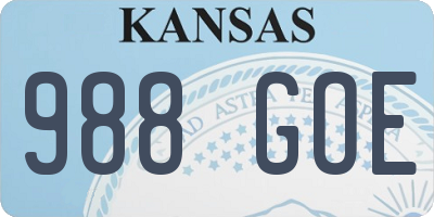 KS license plate 988GOE