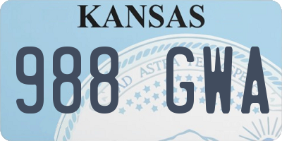 KS license plate 988GWA