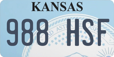 KS license plate 988HSF
