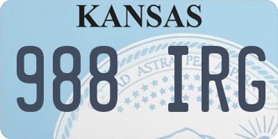 KS license plate 988IRG