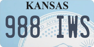 KS license plate 988IWS