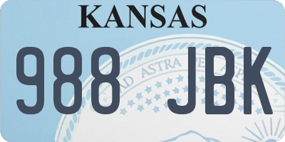 KS license plate 988JBK