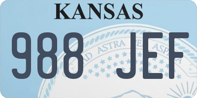KS license plate 988JEF