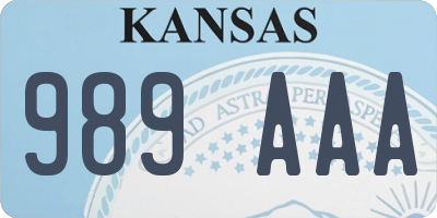 KS license plate 989AAA
