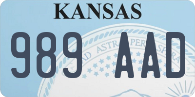 KS license plate 989AAD