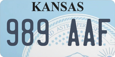 KS license plate 989AAF