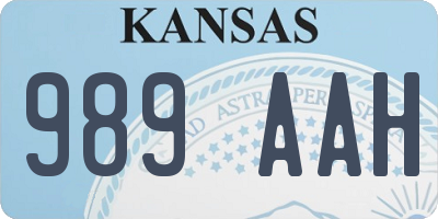 KS license plate 989AAH