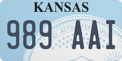 KS license plate 989AAI