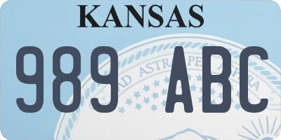 KS license plate 989ABC