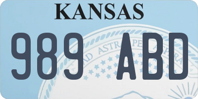 KS license plate 989ABD