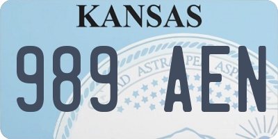 KS license plate 989AEN