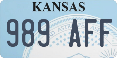 KS license plate 989AFF