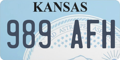 KS license plate 989AFH