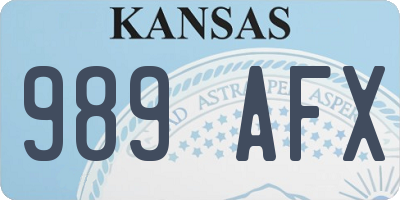 KS license plate 989AFX