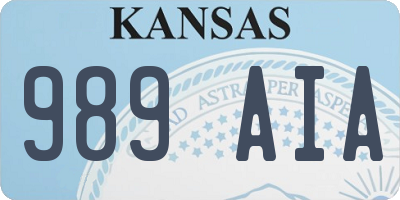 KS license plate 989AIA
