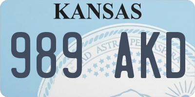 KS license plate 989AKD