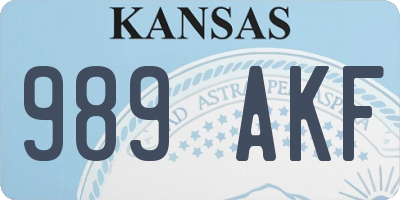 KS license plate 989AKF