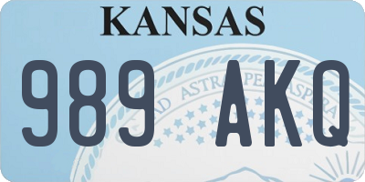 KS license plate 989AKQ