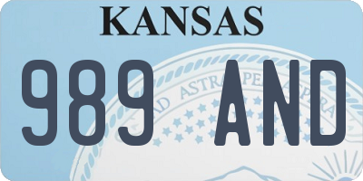 KS license plate 989AND