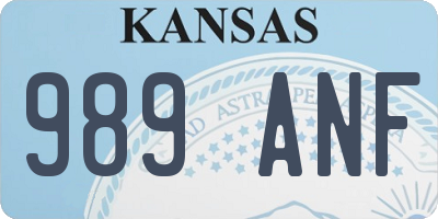KS license plate 989ANF