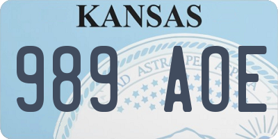 KS license plate 989AOE