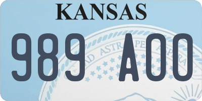 KS license plate 989AOO