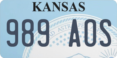 KS license plate 989AOS