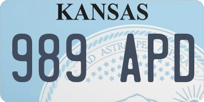KS license plate 989APD