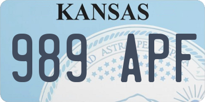 KS license plate 989APF