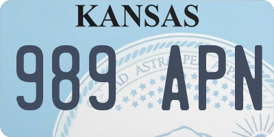 KS license plate 989APN