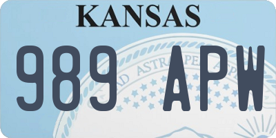 KS license plate 989APW