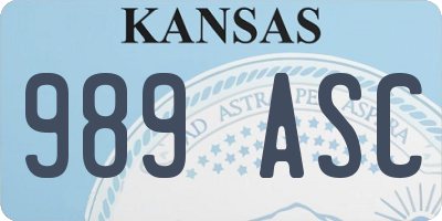 KS license plate 989ASC