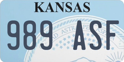 KS license plate 989ASF