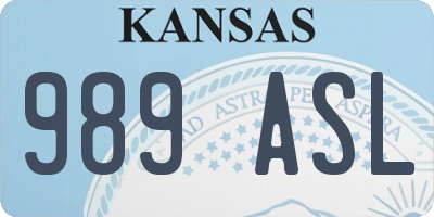 KS license plate 989ASL