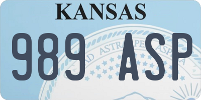 KS license plate 989ASP