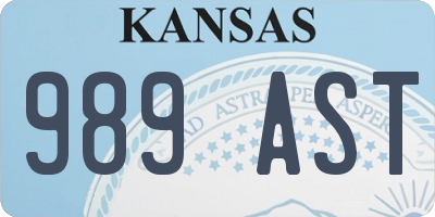 KS license plate 989AST