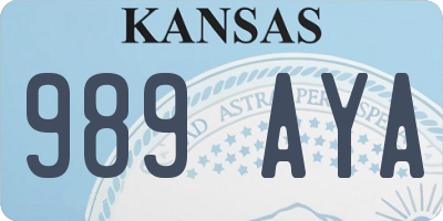 KS license plate 989AYA