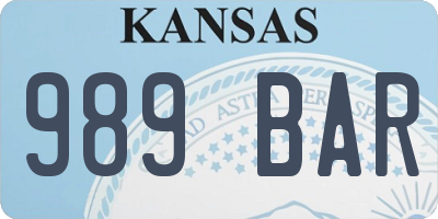 KS license plate 989BAR