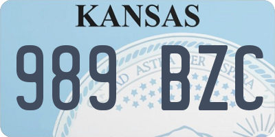 KS license plate 989BZC