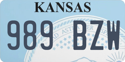 KS license plate 989BZW
