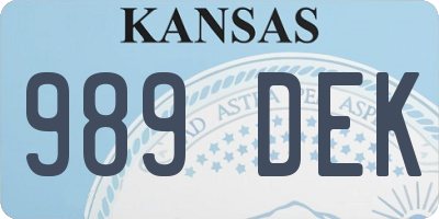 KS license plate 989DEK